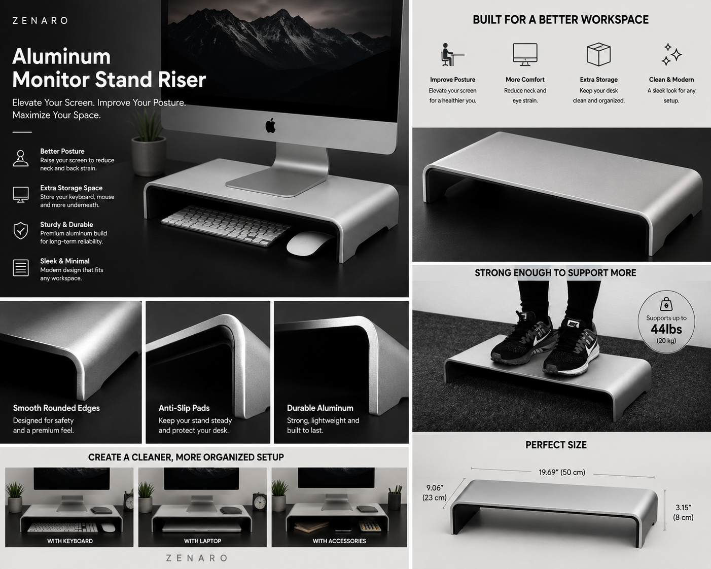 ZENARO™ Aluminum Monitor Stand