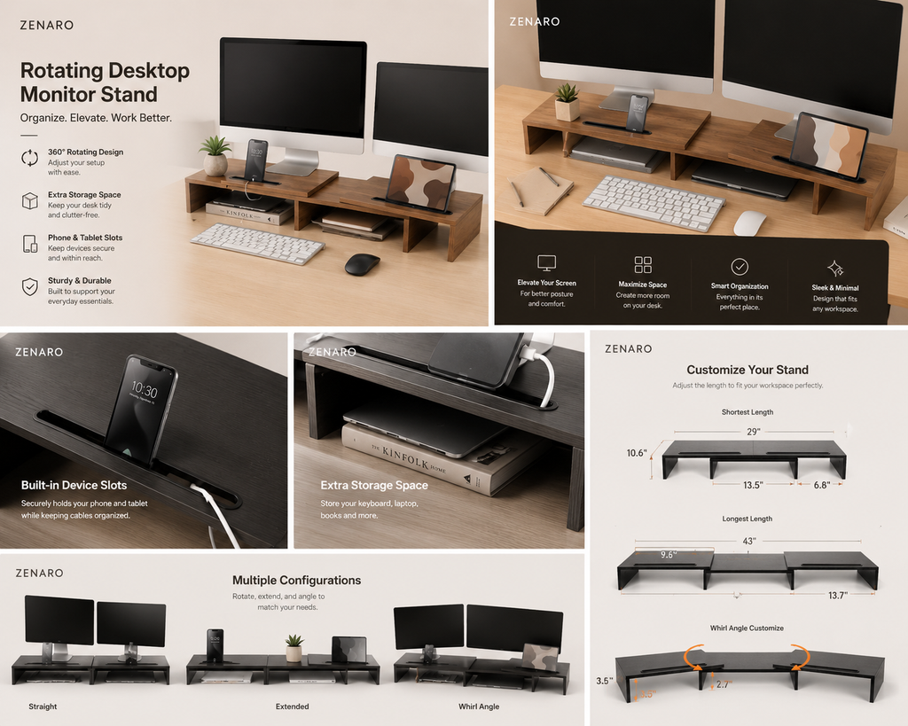 ZENARO™ Rotating Desktop Organizer