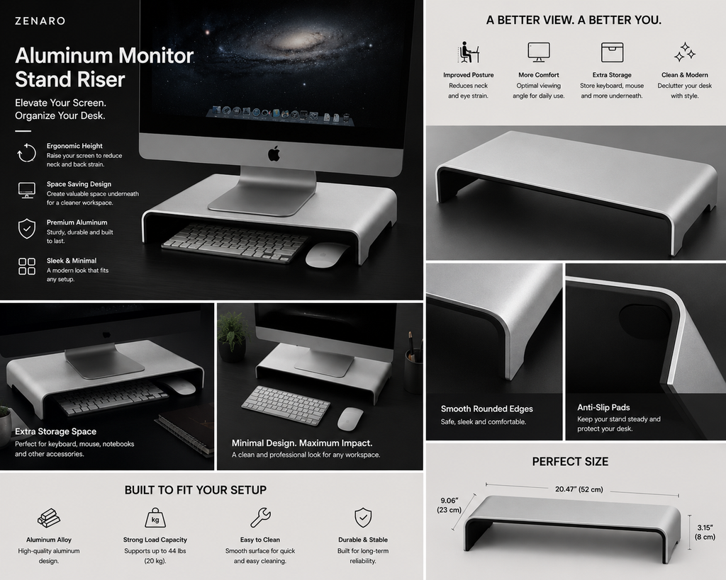 ZENARO™ Aluminum Monitor Stand