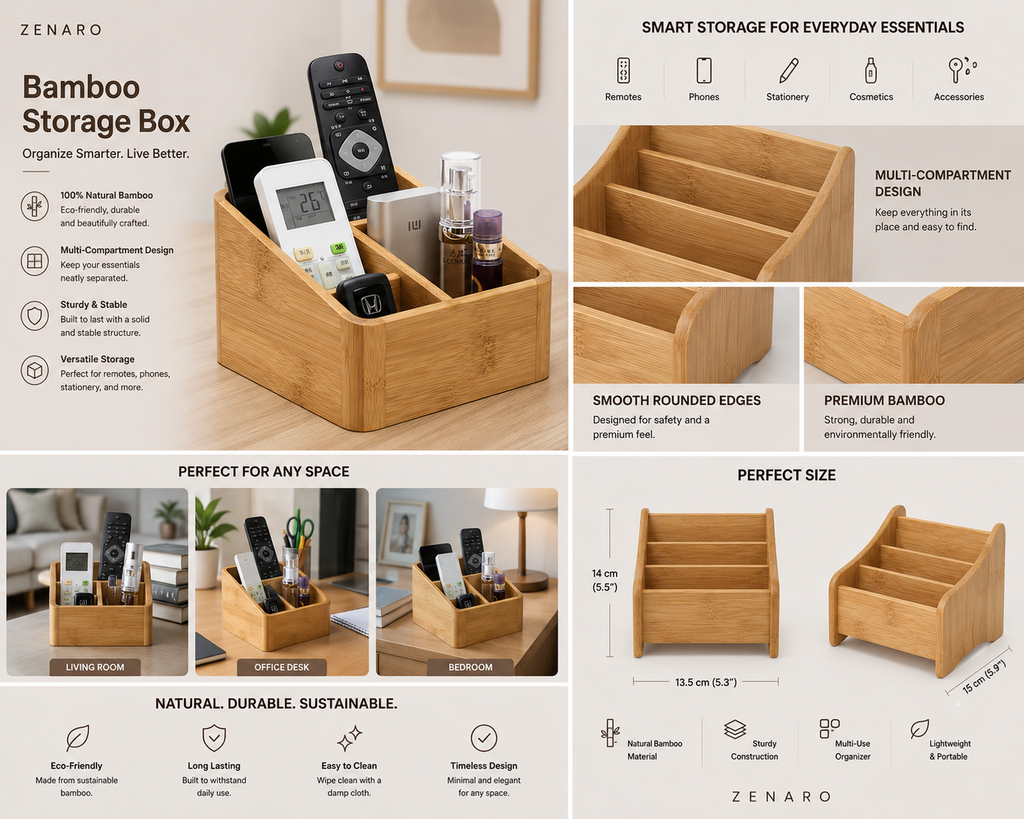 ZENARO™ Bamboo Storage Box